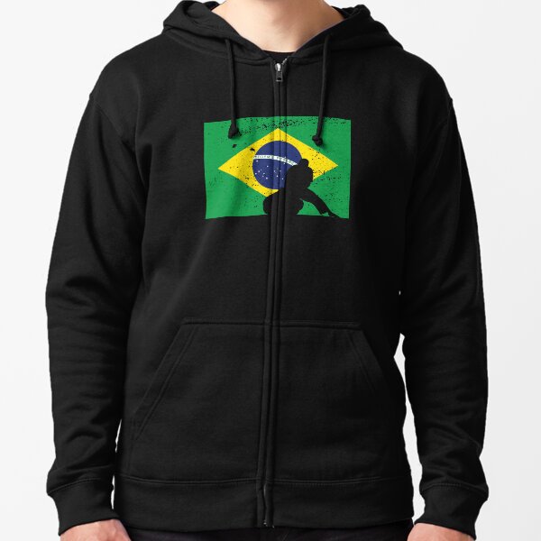 Brazil White Lion Symbol Crest Brazilian Country From Two Tone Hoodie Sweatshirt