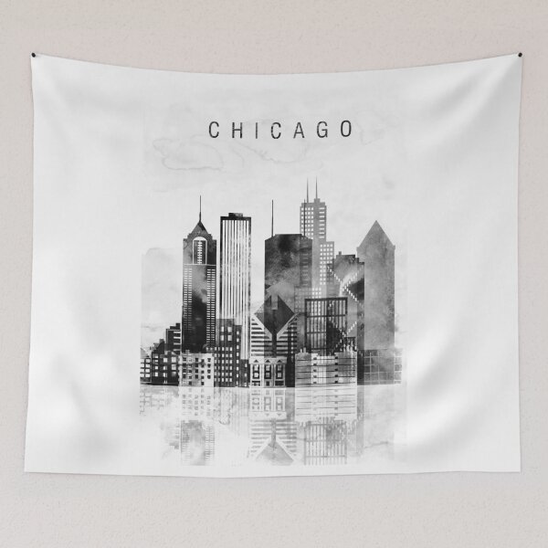 Item preview, Whatercolor,black and white Chicado skyline designed and sold by DimDom.