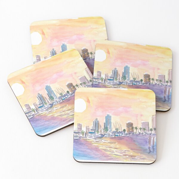 Item preview, St Petersburg Florida Golden Sunset in Harbour with Skyline designed and sold by artshop77.