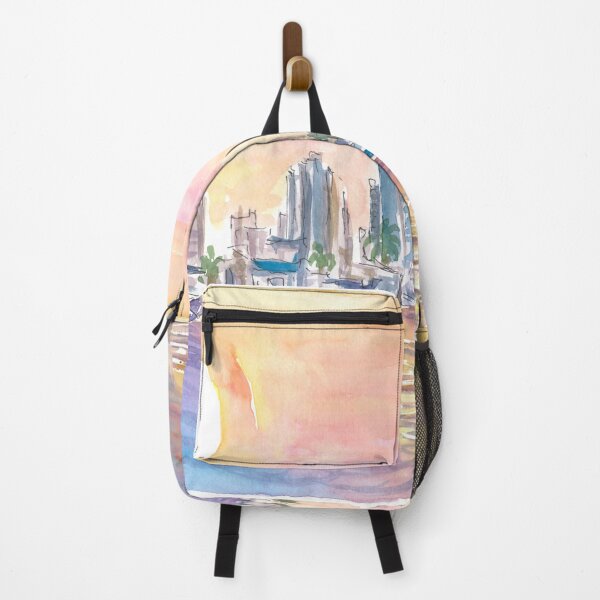 Item preview, St Petersburg Florida Golden Sunset in Harbour with Skyline designed and sold by artshop77.