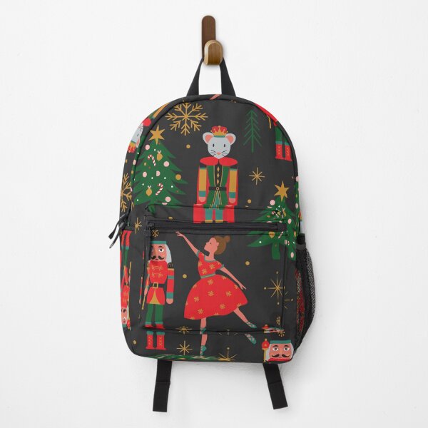Item preview, Retro Nutcracker and Ballerina Christmas Pattern Black Background designed and sold by nouveaudecor.