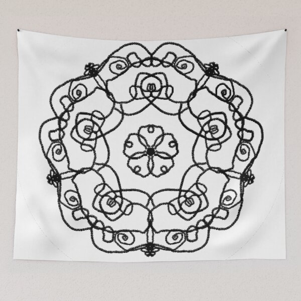 Item preview, ֎ LACE ֍ Black&White BW Scribbles ~Pentagon Flower~ Mandala Medallion Kaleidoscope Sacred Geometry~Day of Dead:Dia de los Muertos designed and sold by Spinning Plates 360.