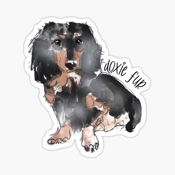 Doxie Fur - Long-haired Doxie Sticker