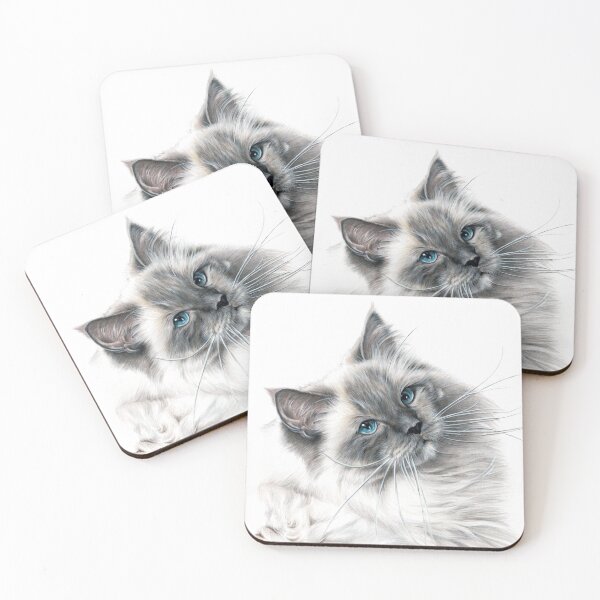 Artikelvorschau, Blaue Augen Ragdoll Katze Farbstift Fine Art Zeichnung entworfen und verkauft von SemaMartinArt.