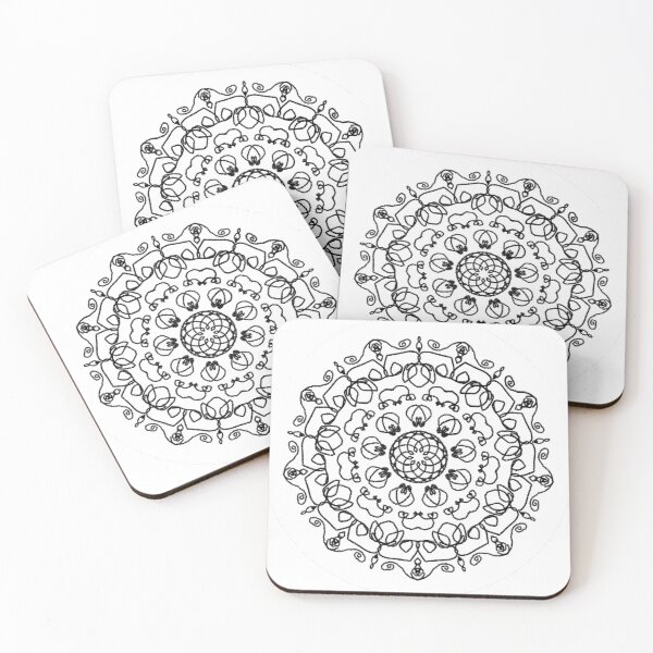 Item preview, ֎ LACE ֍ Black&White BW Scribbles ~Sun Circle~ Mandala Medallion Kaleidoscope Sacred Geometry~Day of Dead:Dia de los Muertos designed and sold by Spinning Plates 360.