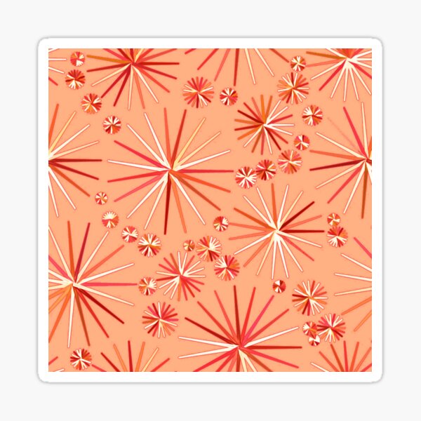 Mid Century Sputnik pattern, Light Coral Orange Sticker