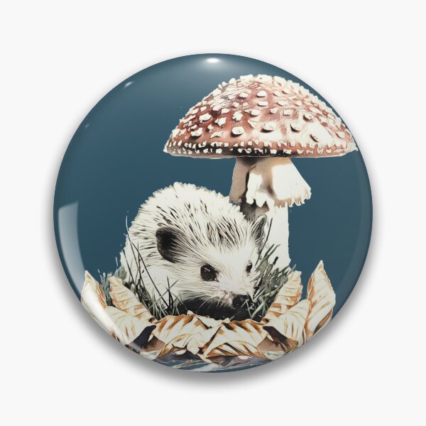 Item preview, Cute little hedgehog with red mushroom and dried fall leaves designed and sold by PurpleMoss.