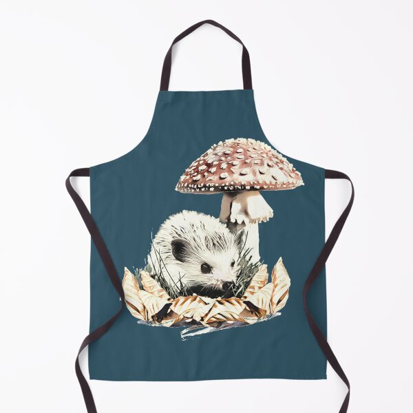 Item preview, Cute little hedgehog with red mushroom and dried fall leaves designed and sold by PurpleMoss.