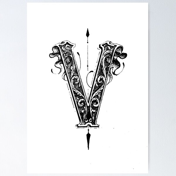 Ornamental letter V Poster