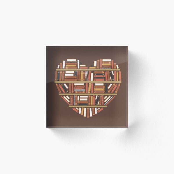 I Heart Books Acrylic Block