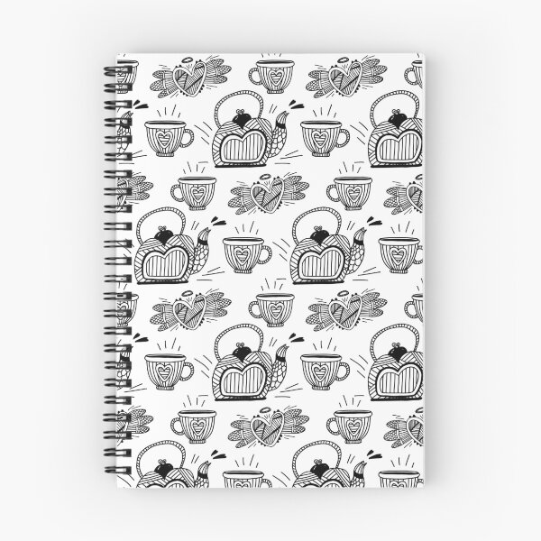 Item preview, Pattern with coffee set teapot cups and hearts designed and sold by Kyb4ik.
