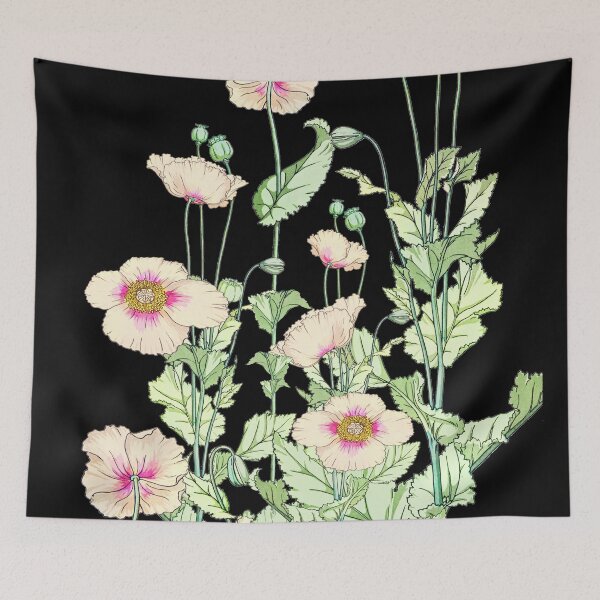 Item preview,  Beautiful Pale Pink Poppy Flowers, Vintage Illustration designed and sold by TrulyEpoque.