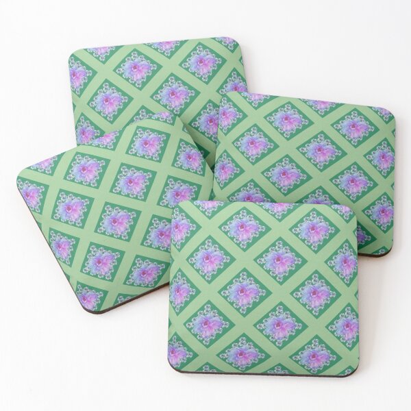 Item preview, DECORATIVE BLUE-LILAC FLOWER PATTERN GREEN ART designed and sold by sharlesart.