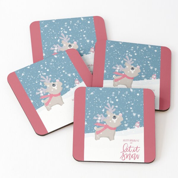 Item preview, The first snow. Surprised little reindeer looking up in the sky. Let it snow and Merry Christmas. designed and sold by marina63.