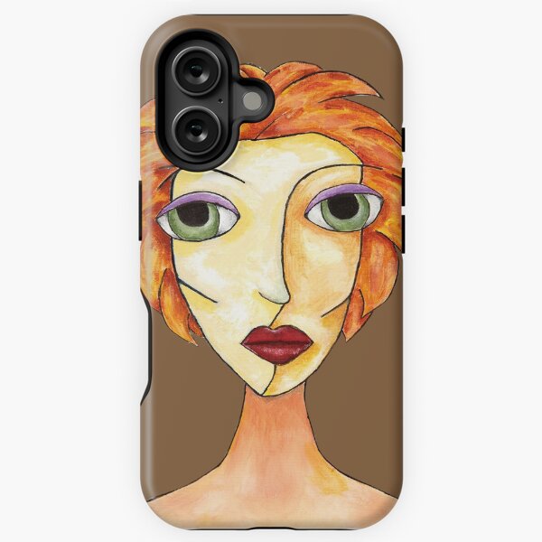 Item preview, Brown Orange Female abstract portrait designed and sold by ZoJovArt.
