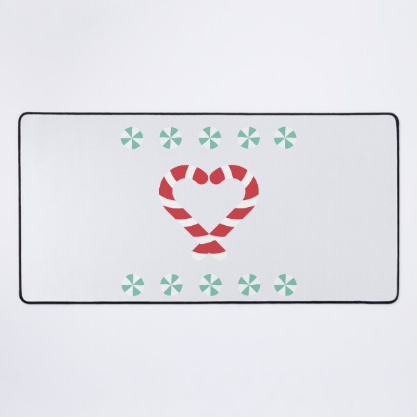 Candy Cane Heart Pattern Desk Mat