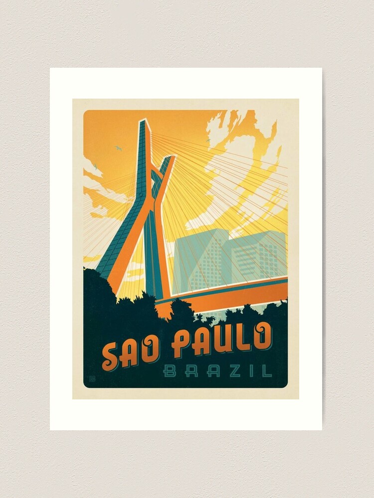 Sao Paulo Brazil Retro Art Print Sao Paulo Wall Art -  Norway