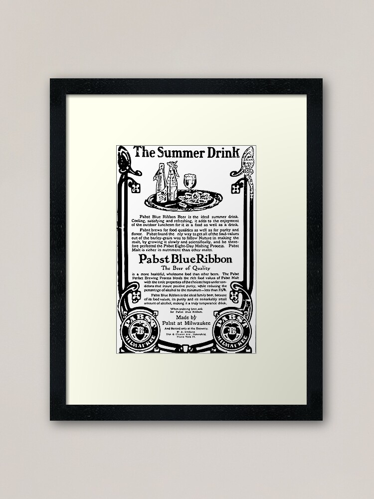 Old Ads The Summer Drink Pabst Blue Ribbon Framed Art Print By Akindchap Redbubble