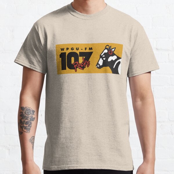 WPGU 107 Rocks Cow— Original 1990's Retraced Logo Classic T-Shirt