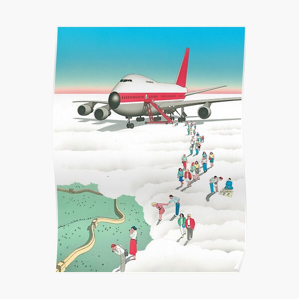 Surrealism guy billout diatas awan Poster