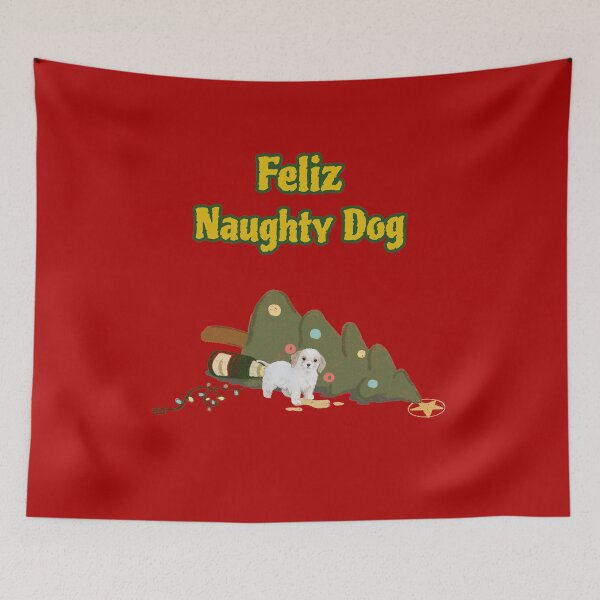 Item preview, Feliz Naughty Dog. Cute But Naughty Christmas Puppy designed and sold by Rebel-Design.