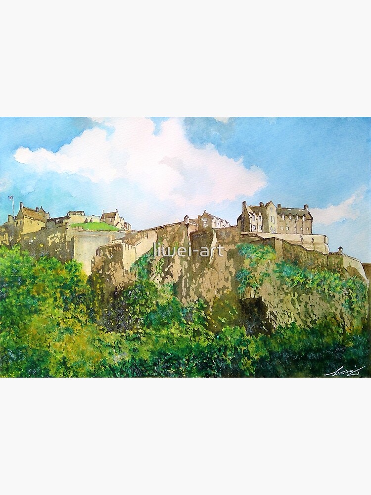 "Edinburgh Castle Original Art Watercolor Painting" Poster for Sale