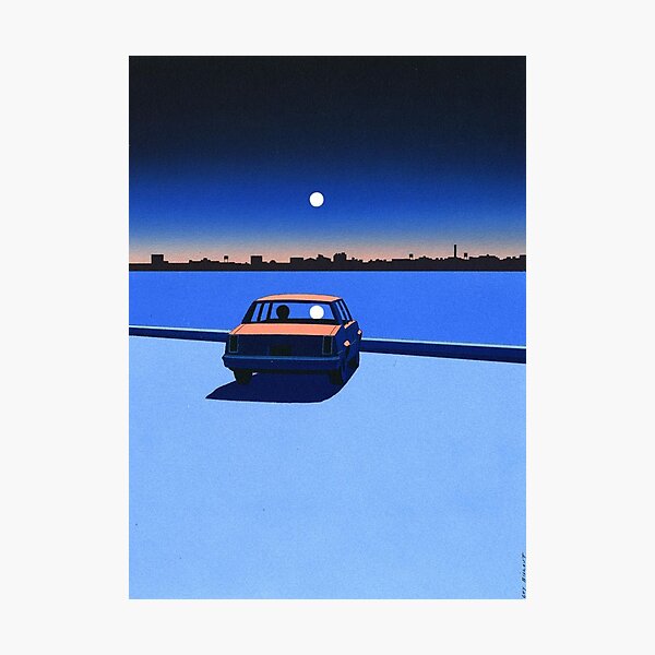 surrealism guy billout car blue Photographic Print