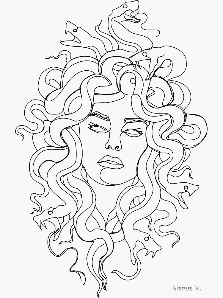 Coral and blue Medusa portrait Sticker for Sale by saraknid