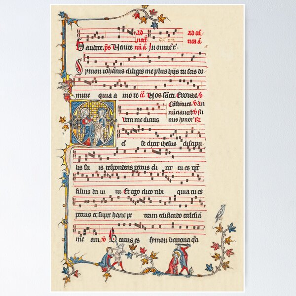 Aperçu de l'œuvre Antiphonaire - Manuscrit Musical Médiéval créée et vendue par brushandframes.