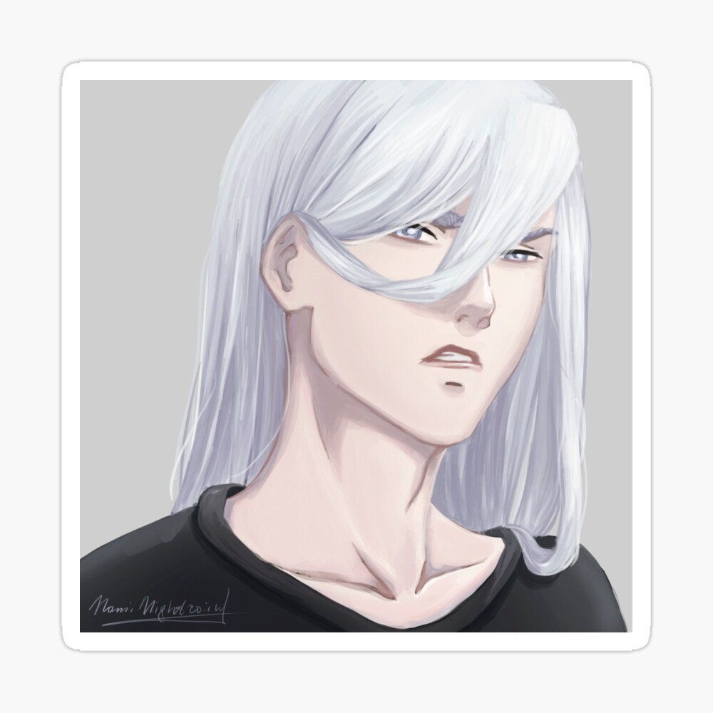 White Hair Anime Boy - Anime Boys - Sticker