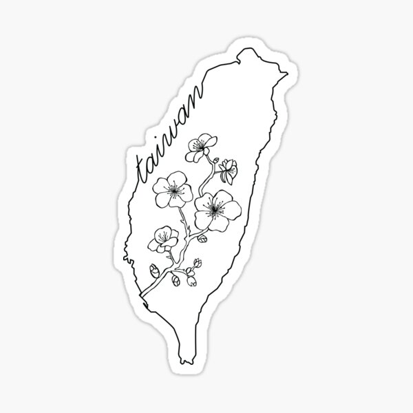 Item preview, Taiwan Map with Plum Blossoms designed and sold by JustAddCoco.