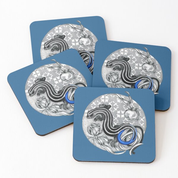 Item preview, Blue tailed skink and three roses designed and sold by KnowingWonder.