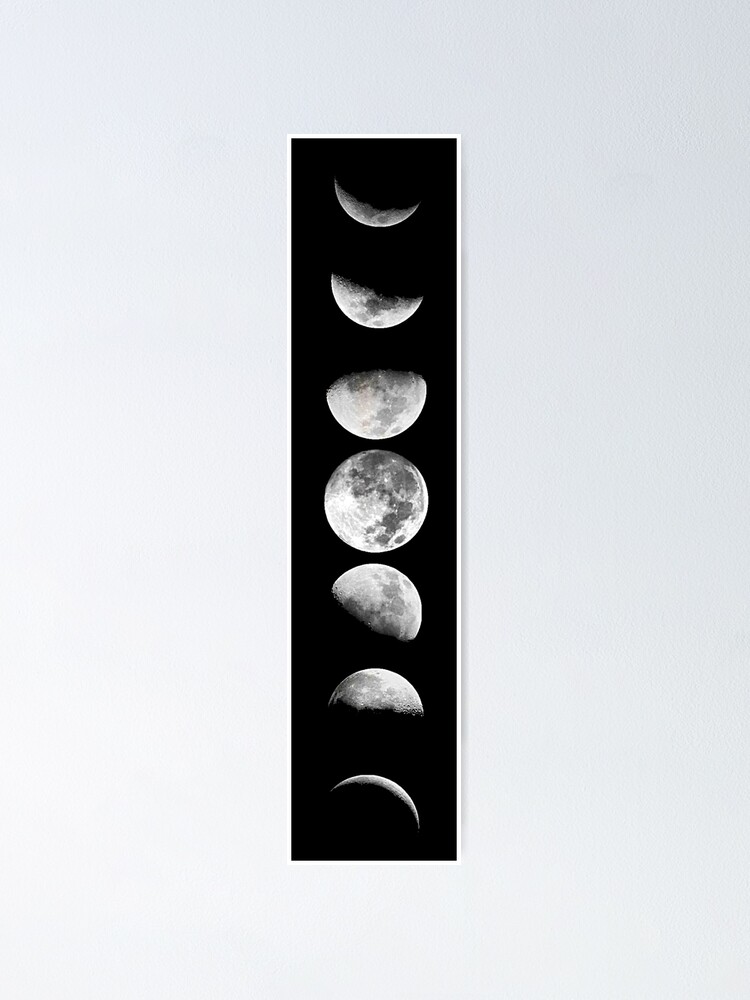 Moon Phases Black & White Print - Wall Art Printable Prints