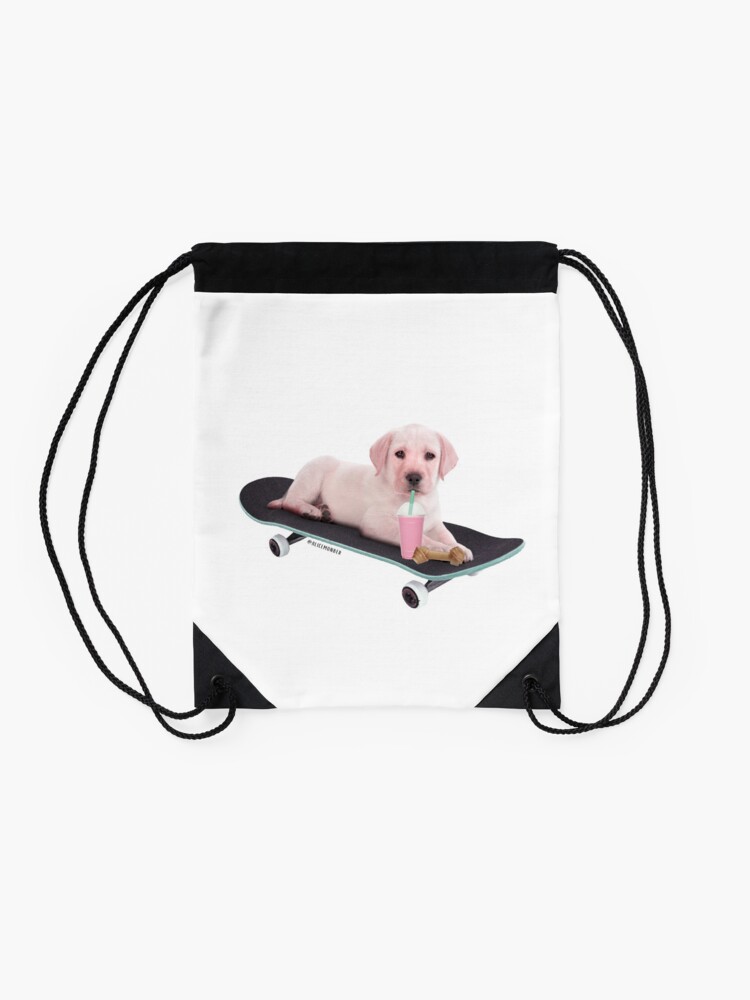 Thumbnail 2 of 3, Drawstring Bag, Skeatboard dog by Alice Monber designed and sold by alicemonbercomp.