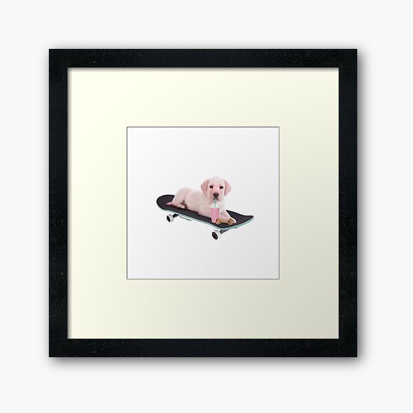 Skeatboard dog by Alice Monber Framed Art Print