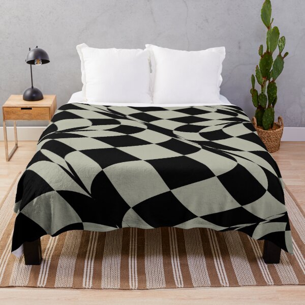 Artikelvorschau, Earthy Green and Black Retro Checkerboard Pattern Pairs Benjamin Moore 2022 Color of the Year October Mist 1495 - Colour Trends - Shade - Hue entworfen und verkauft von ColorOfTheYears.