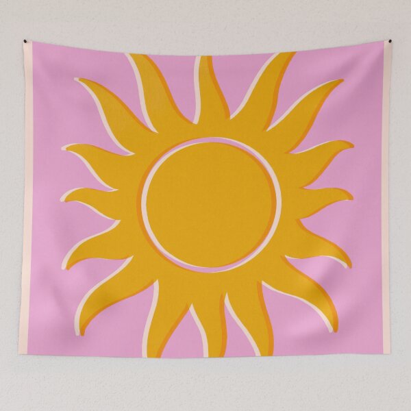 Item preview, Retro Sun Yellow Pink 70s Boho Beach designed and sold by trajeado14.