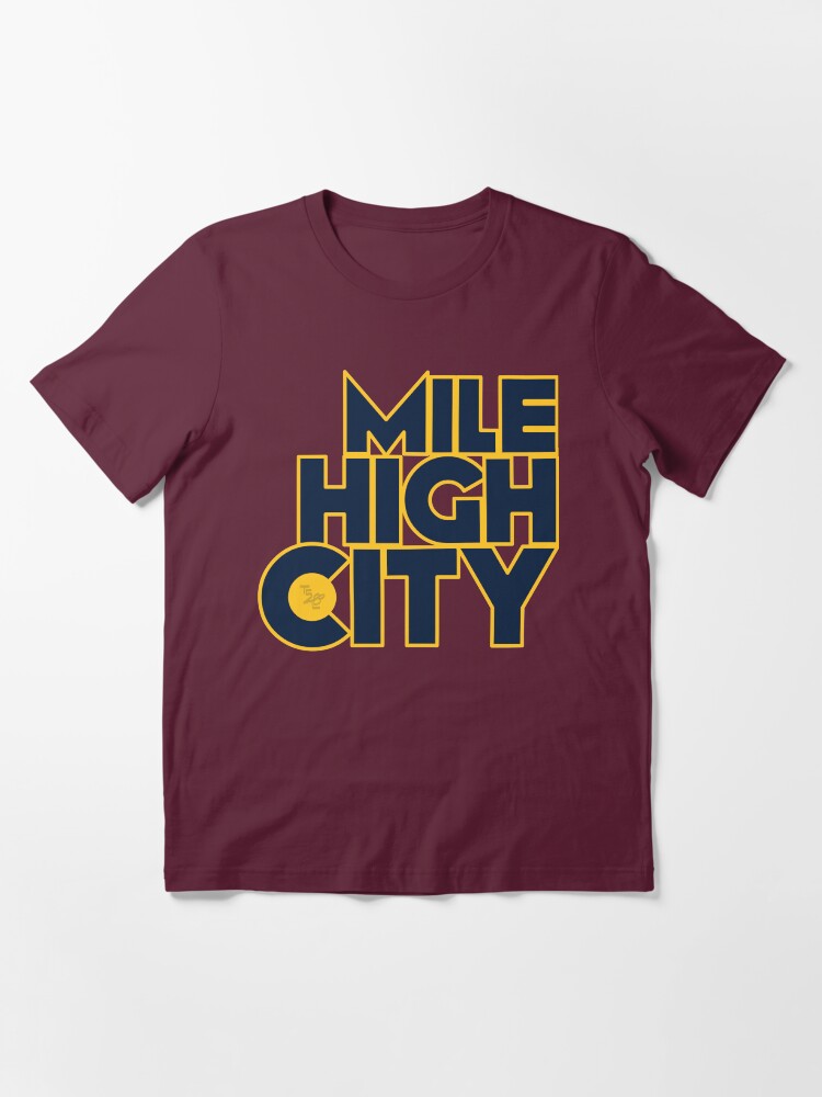 Thumbnail 2 of 7, Essential T-Shirt, Mile High City Typography - Midnight Blue & Sunshine Yellow designed and sold by that5280lady.