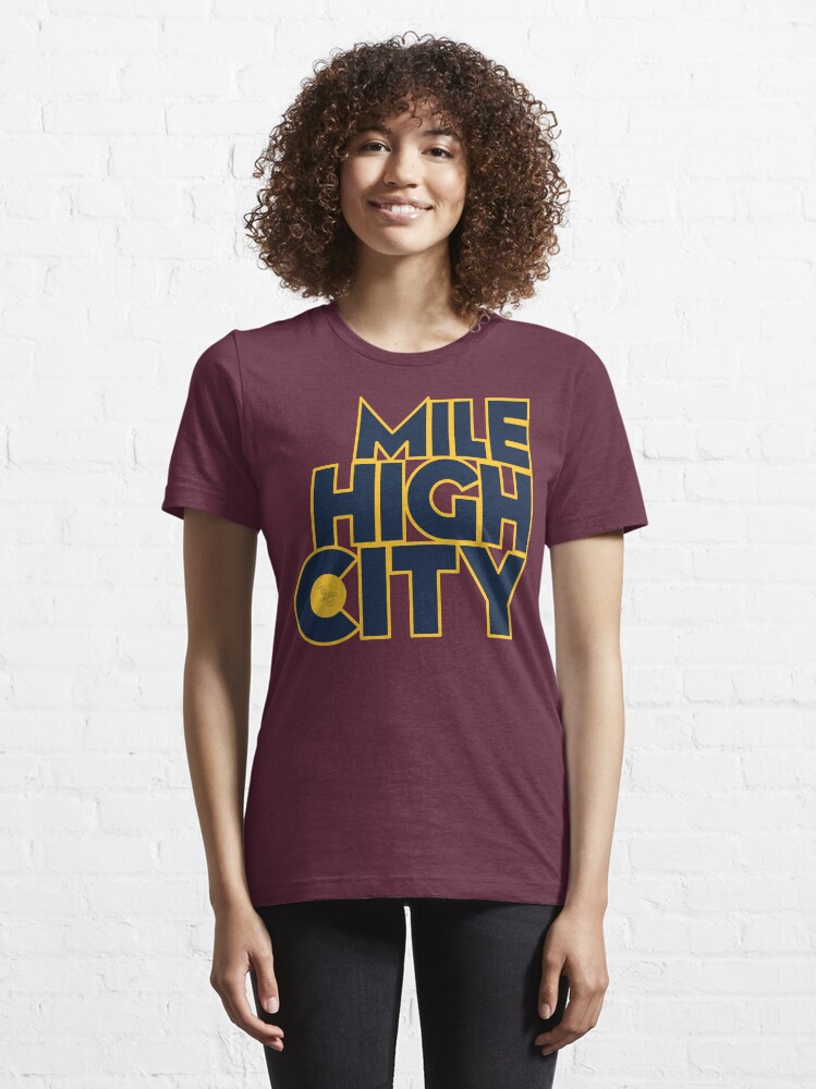 Thumbnail 6 of 7, Essential T-Shirt, Mile High City Typography - Midnight Blue & Sunshine Yellow designed and sold by that5280lady.