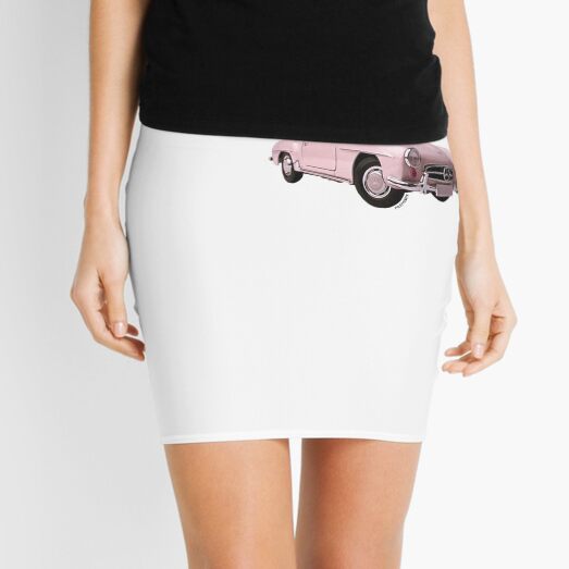 Cat pink car Mini Skirt