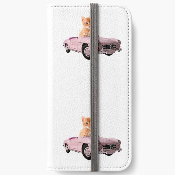 Cat pink car iPhone Wallet