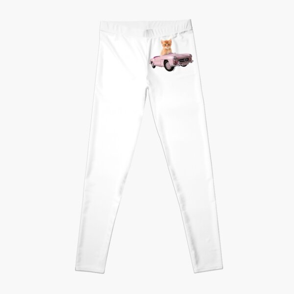 Cat pink car Leggings