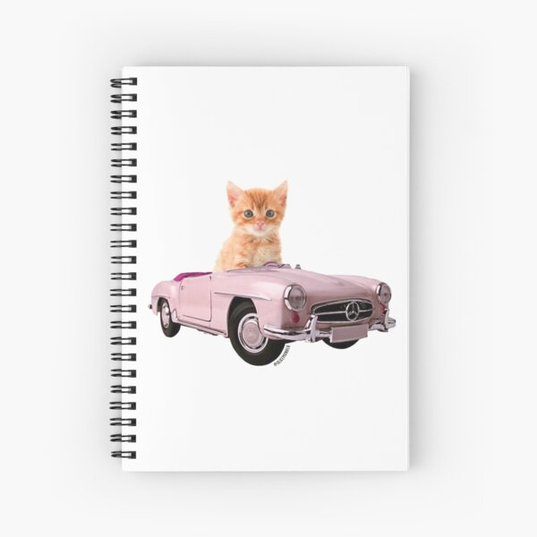 Cat pink car  Spiral Notebook