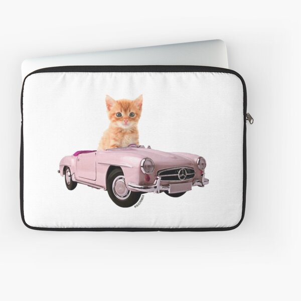 Cat pink car Laptop Sleeve