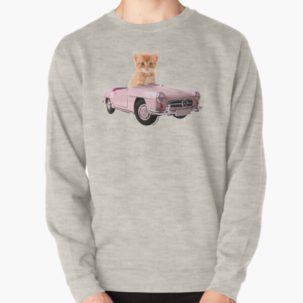Cat pink car Pullover Sweatshirt