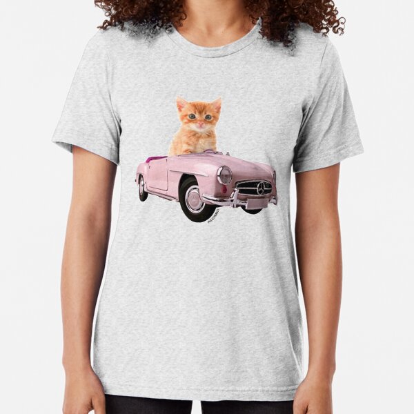 Cat pink car Tri-blend T-Shirt