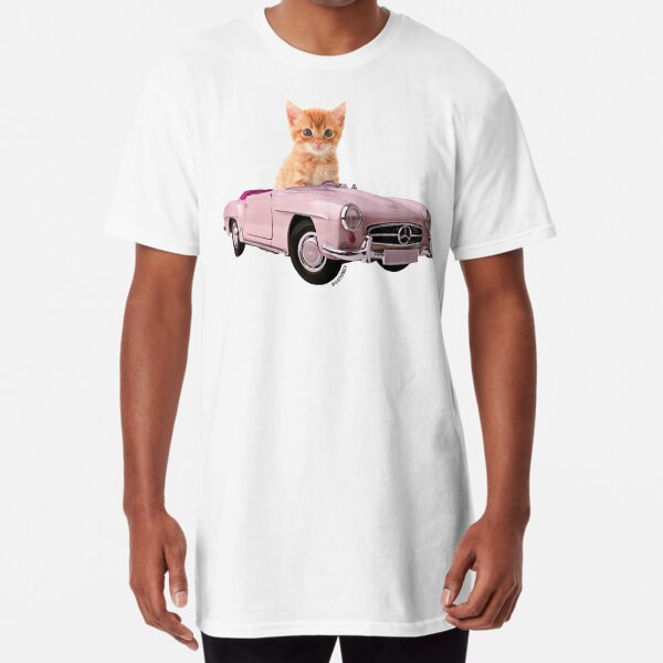 Cat pink car Long T-Shirt