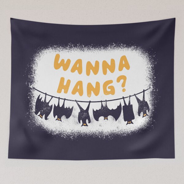 Item preview, FUNNY WANNA HANG BATS DISTRESSED HALLOWEEN PARTY AND WEEKEND PARTY HUMOUR QUOTE THEME designed and sold by zenturtlemerch.