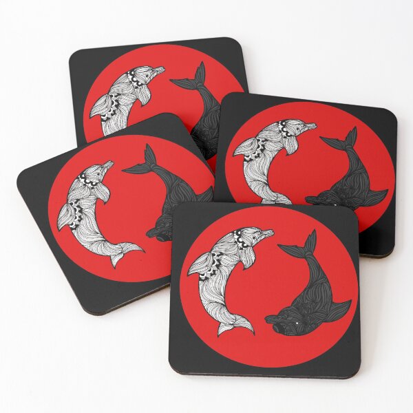 Item preview,   Yin Yang Meaning Love - Dolphins ( Black Background ) designed and sold by RomeoSketches.