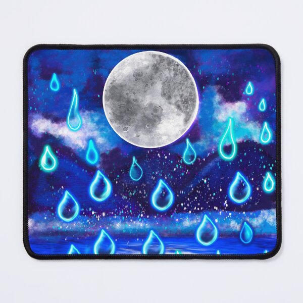 Item preview, Blue Moon at midnight - Full moon in the rain, midnight landscape with raindrops falling into Water designed and sold by Artonmytee.